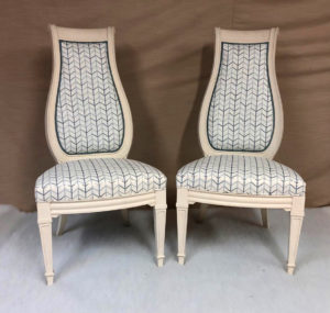 Pair of bedroom chairs recovered and reupholstered