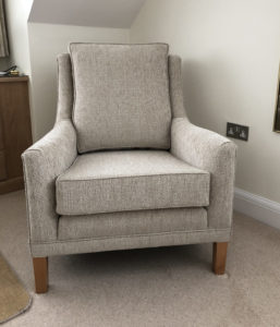 Derwent arm chair recovered in chenille