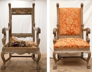 Here is the before and after of an antique chair brought to me.