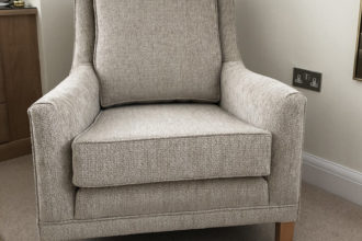 Derwent arm chair recovered in chenille