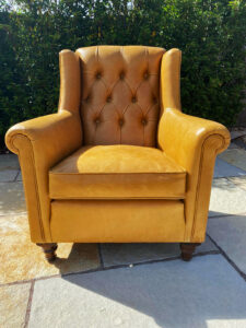 Derwent armchair recovered in Yarwood Leather