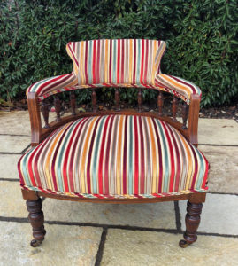 An Edwardian chair I recently recovered in a striped fabric