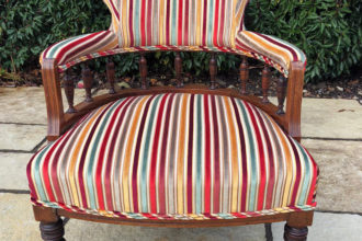 An Edwardian chair I recently recovered in a striped fabric