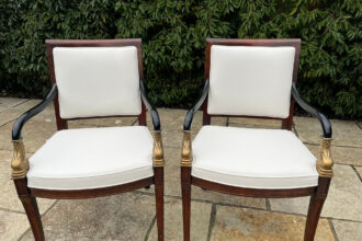Empire chairs recovered in leather