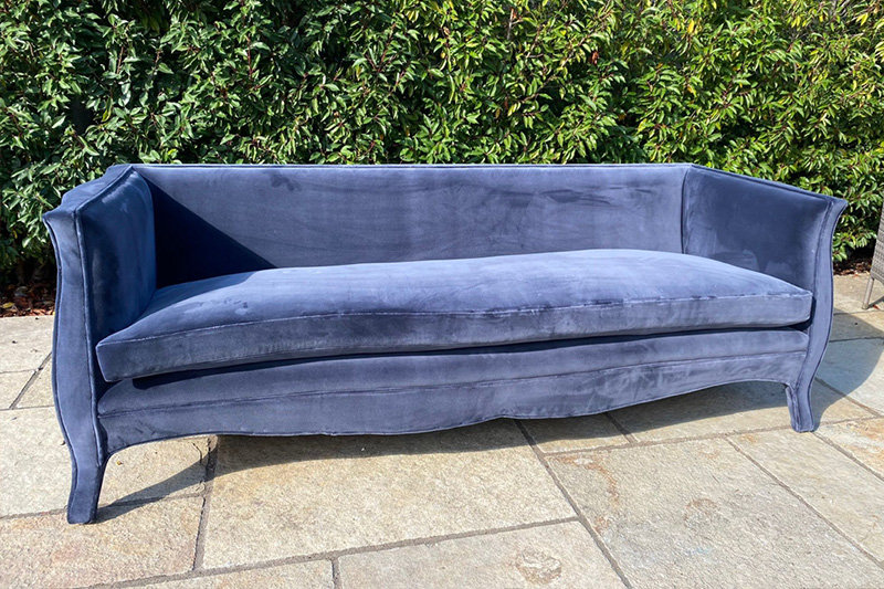 French sofa with Le Cuona velvet after upholstery