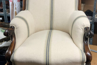 Old Victorian chair recovered with modern twist