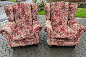 Tetrad armchairs recovered in Linwood fabric